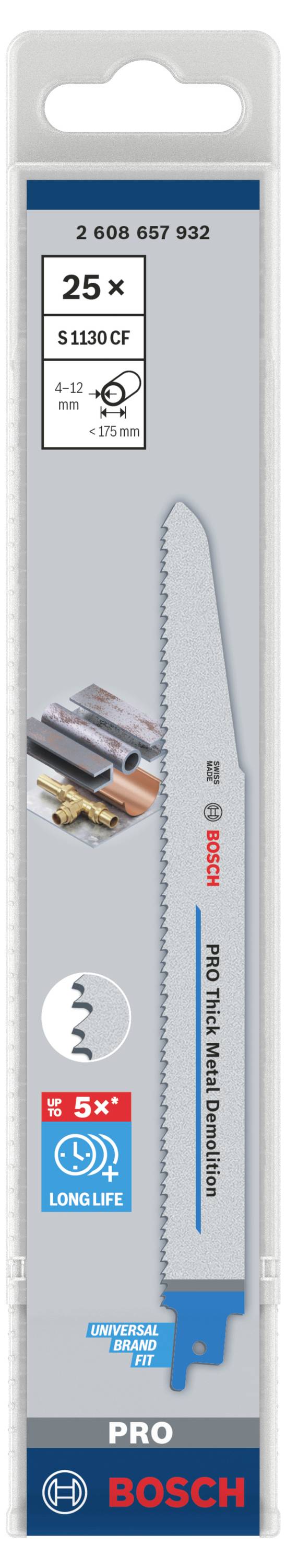 Bosch Accessories 2608657932 Säbelsägeblatt S 1130 CF, Endurance for Heavy Metal, 25er-Pack 25St.