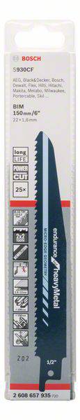 Bosch Accessories 2608657935 Säbelsägeblatt S 930 CF, Endurance for Heavy Metal, 25er-Pack 25 St.