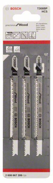 Bosch Accessories 2608667399 Stichsägeblatt T 308 BP Precision for Wood, 3er-Pack 3 St.