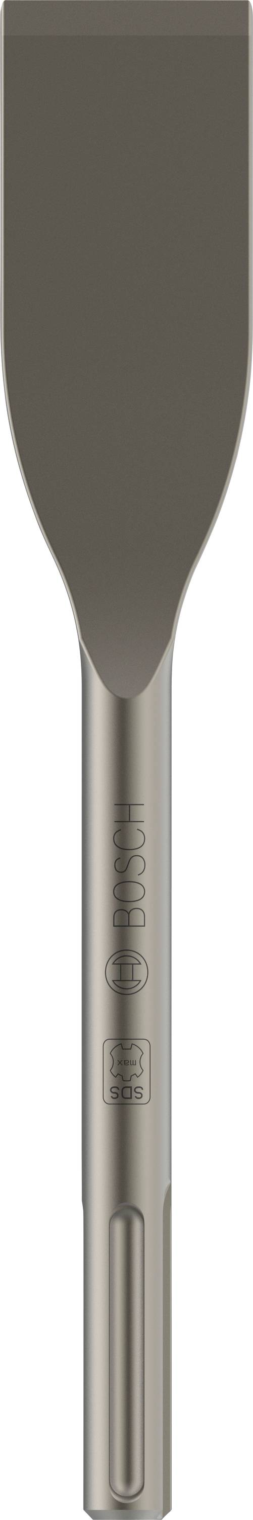 Ein grauer Spatmeißel mit SDS-MAX-Aufnahme, geeignet für schwere Meißelarbeiten in Beton und Mauerwerk.