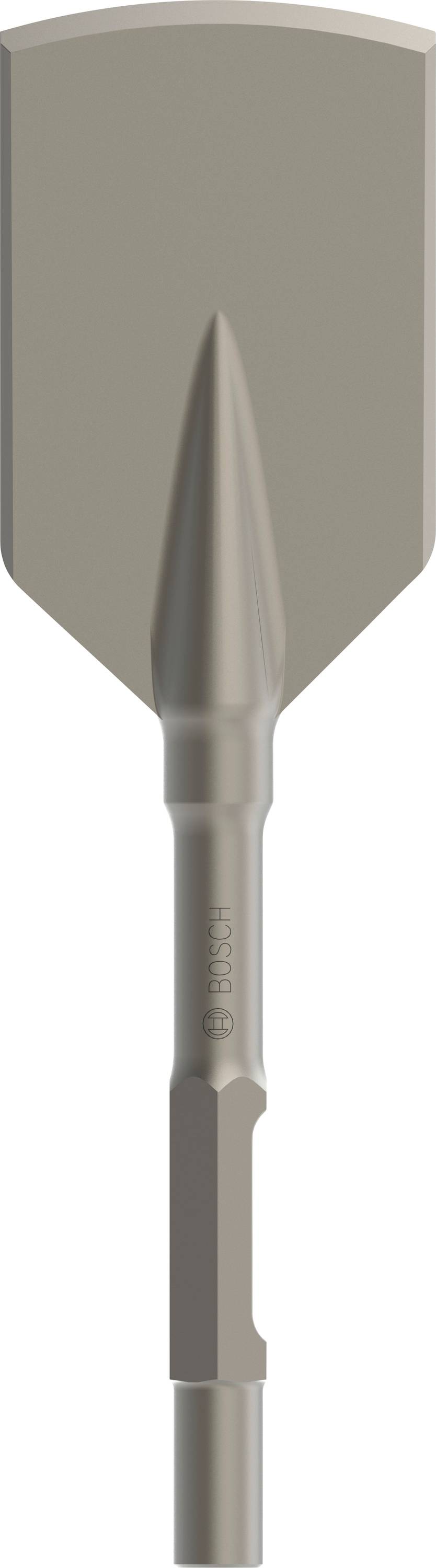 Spitzmeißel mit Metallgriff und gerader Spitze, oft verwendet für präzise Handwerks- oder Bauarbeiten.