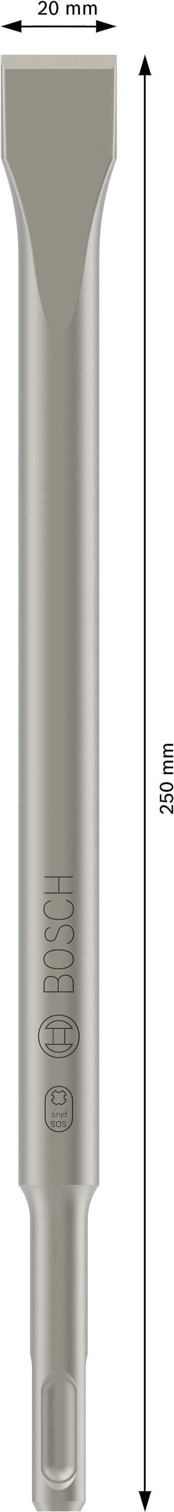 Flacher Bosch Bohrmeißel, 20 mm breit und 250 mm lang, geeignet für SDS-Stecksysteme. Ideal für Betonarbeiten und Renovierungen.