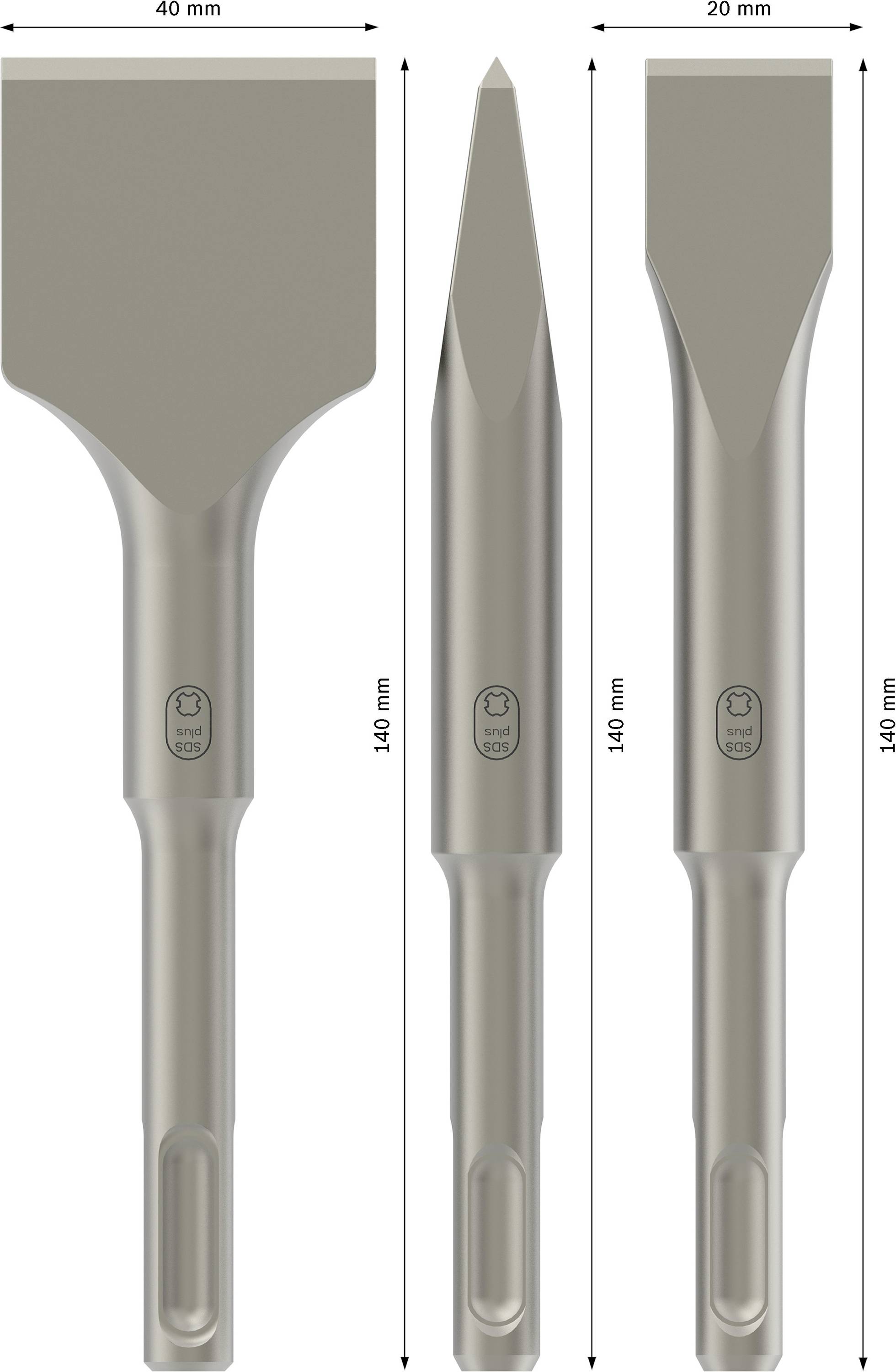 Bosch Accessories 2608690180 Meißel-Set 3teilig Gesamtlänge 140mm SDS-Plus 1 Set