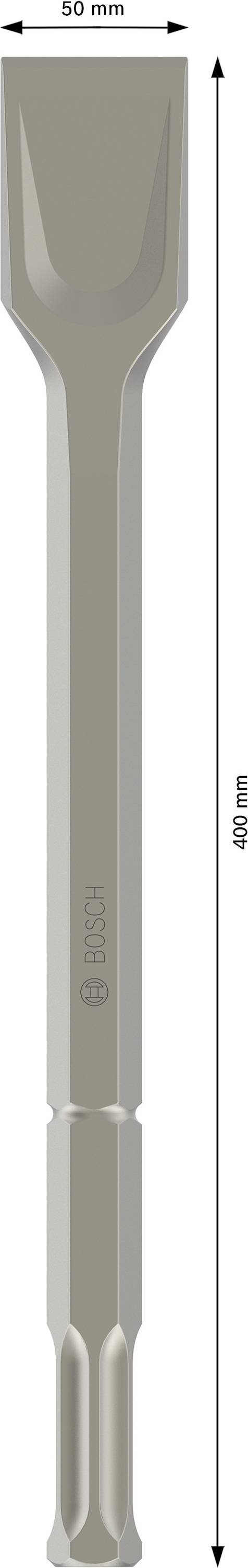 Ein Meißel mit einer Gesamtlänge von 400 mm und einer Breite von 20 mm an der Spitze.