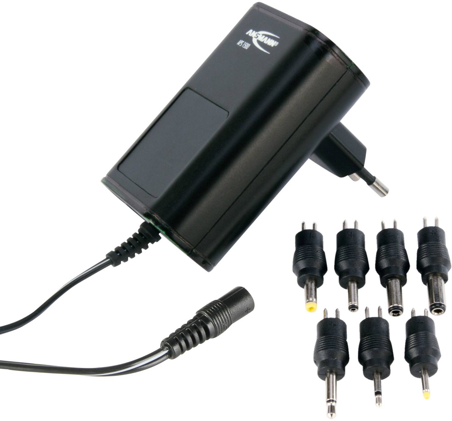 Ansmann 5111253-510 Steckernetzteil, einstellbar 3 V/DC, 4.5 V/DC, 5 V/DC, 6 V/DC, 7.5 V/DC, 9 V/DC, 12 V/DC 1500mA 18W