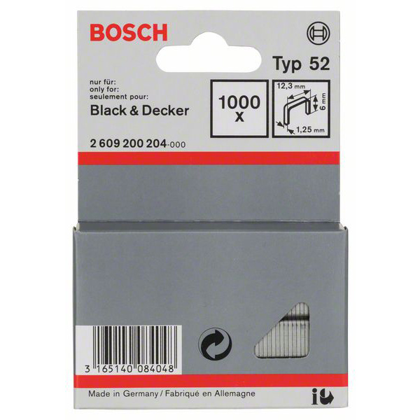 Bosch Accessories 2609200204 Flachdrahtklammern Typ 52 1000 St. Abmessungen (L x B) 6mm x 12.3mm