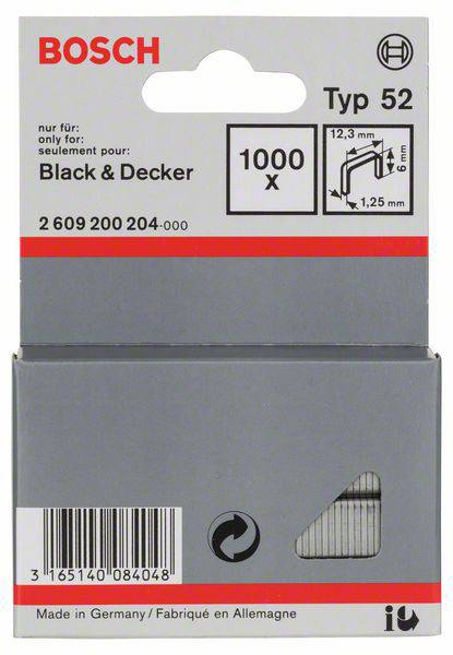 Bosch Accessories 2609200204 Flachdrahtklammern Typ 52 1000 St. Abmessungen (L x B) 6mm x 12.3mm