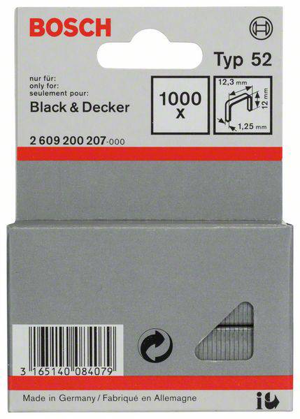Bosch Accessories 2609200207 Flachdrahtklammern Typ 52 1000 St. Abmessungen (L x B) 12mm x 12.3mm