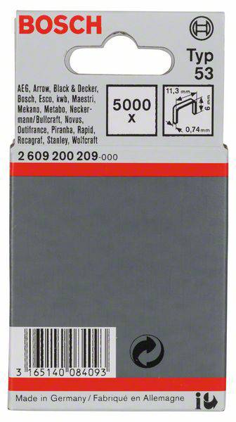 Bosch Accessories 2609200209 Feindrahtklammern Typ 53 5000 St. Abmessungen (L x B) 6mm x 11.4mm