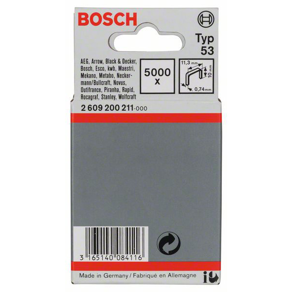Bosch Accessories 2609200211 Feindrahtklammern Typ 53 5000 St. Abmessungen (L x B) 10mm x 11.4mm