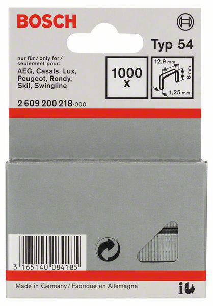 Bosch Accessories 2609200218 Flachdrahtklammern Typ 54 1000 St. Abmessungen (L x B) 6mm x 12.9mm