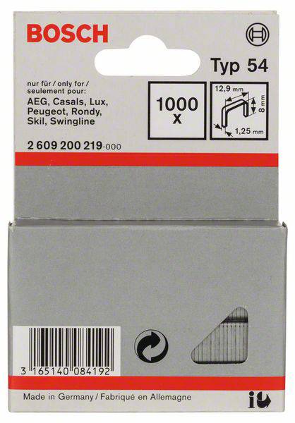 Bosch Accessories 2609200219 Flachdrahtklammern Typ 54 1000 St. Abmessungen (L x B) 8mm x 12.9mm