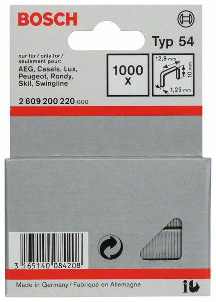 Bosch Accessories 2609200220 Flachdrahtklammern Typ 54 1000 St. Abmessungen (L x B) 10mm x 12.9mm