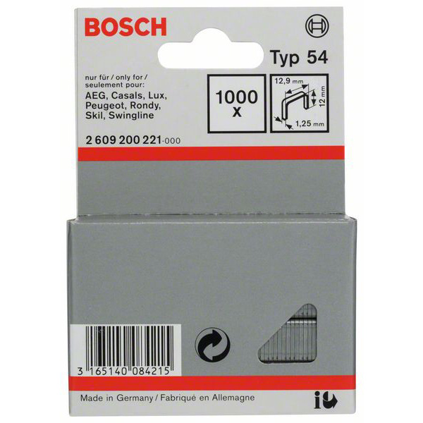 Bosch Accessories Flachdrahtklammer Typ 54, 12,9 x 1,25 x 12mm 1000 St. 2609200221