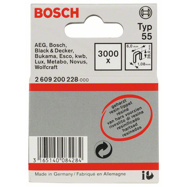 Bosch Accessories 2609200228 Schmalrückenklammern Typ 55 3000 St. Abmessungen (L x B) 28mm x 6mm