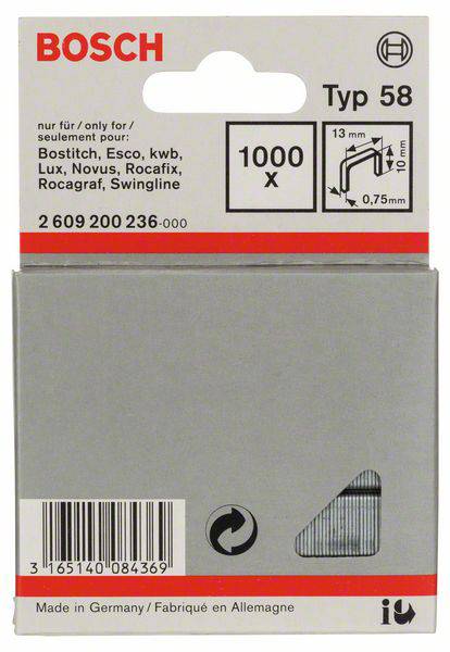 Bosch Accessories 2609200236 Feindrahtklammern Typ 58 1000 St. Abmessungen (L x B) 10mm x 13mm