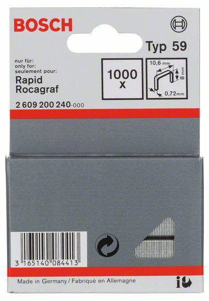Bosch Accessories 2609200240 Feindrahtklammern Typ 59 1000 St. Abmessungen (L x B) 8mm x 10.6mm