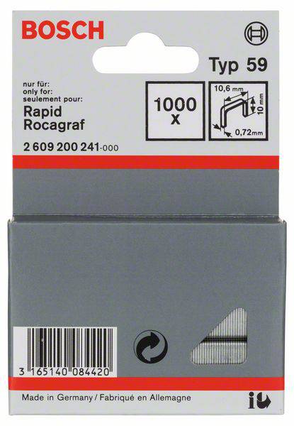 Bosch Accessories 2609200241 Feindrahtklammern Typ 59 1000 St. Abmessungen (L x B) 10mm x 10.6mm