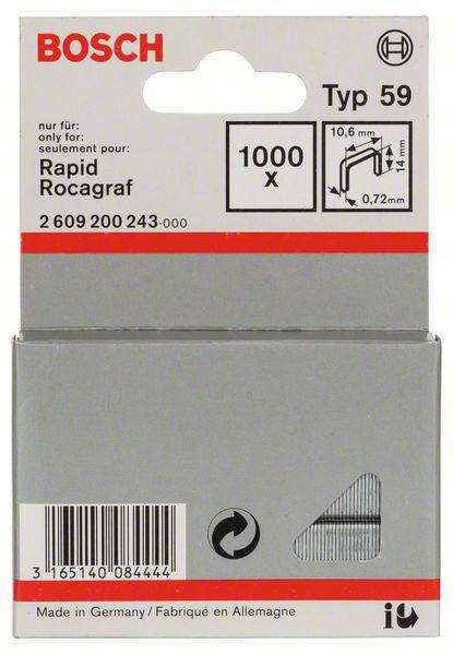 Bosch Accessories 2609200243 Feindrahtklammern Typ 59 1000 St. Abmessungen (L x B) 14mm x 10.6mm