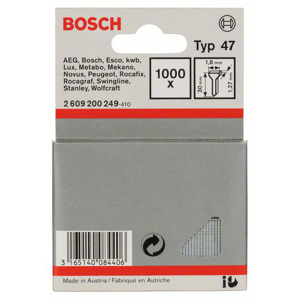 Bosch Accessories Tackernagel Typ 47, 1,8 x 1,27 x 30 mm, 1000er-Pack 1000 St. 2609200249