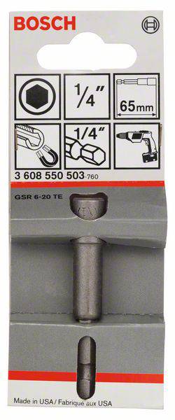 Bosch Accessories 3608550503 Steckschlüssel-Maschinenaufnahme Antrieb 1/4" (6.3 mm) 65mm 1St.