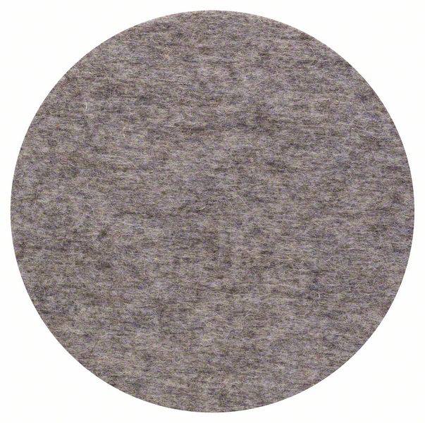 Ein grauer runder Filzkreis auf weißem Hintergrund.