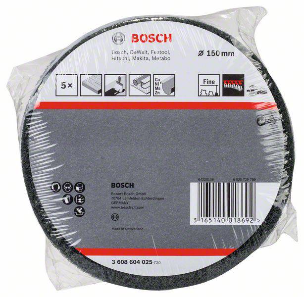 Bosch Accessories 3608604025 Schleifvlies 150 mm, 800, fein, Siliciumcarbid (SiC), ohne Velours, 5er-Pack 150 mm 5 St.