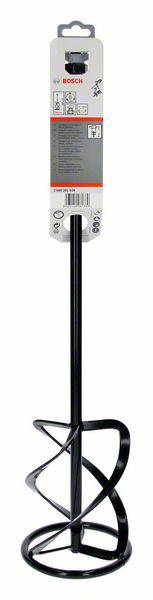 Handrührer mit spiralförmigem Mischkopf, geeignet für Mörtel und Beton, von Bosch. Verpackung zeigt Markenlogo und Anweisungen.