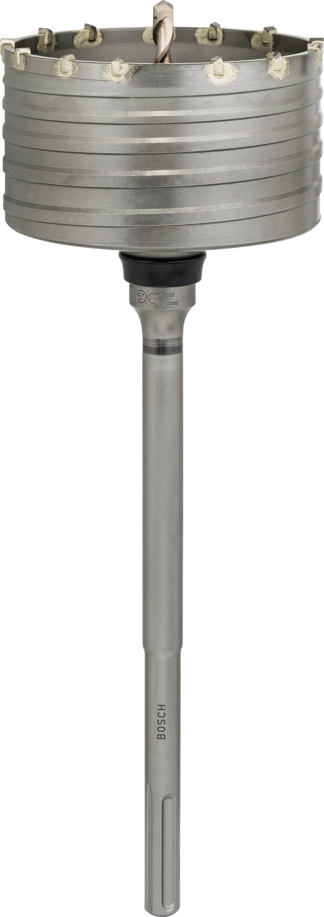 Metallbohrer mit einem breiten Bohrkopf und langem Schaft, geeignet für das Bohren großer Löcher in hartes Material wie Beton.