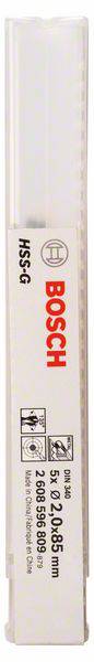 Bosch Accessories 2608596809 HSS Metall-Spiralbohrer 2mm Gesamtlänge 85mm geschliffen DIN 340 Zylinderschaft 5St.