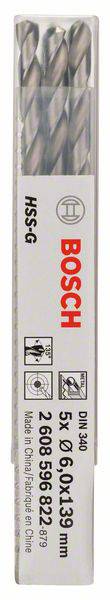Bosch Accessories 2608596822 HSS Metall-Spiralbohrer 6mm Gesamtlänge 139mm geschliffen DIN 340 Zylinderschaft 5St.