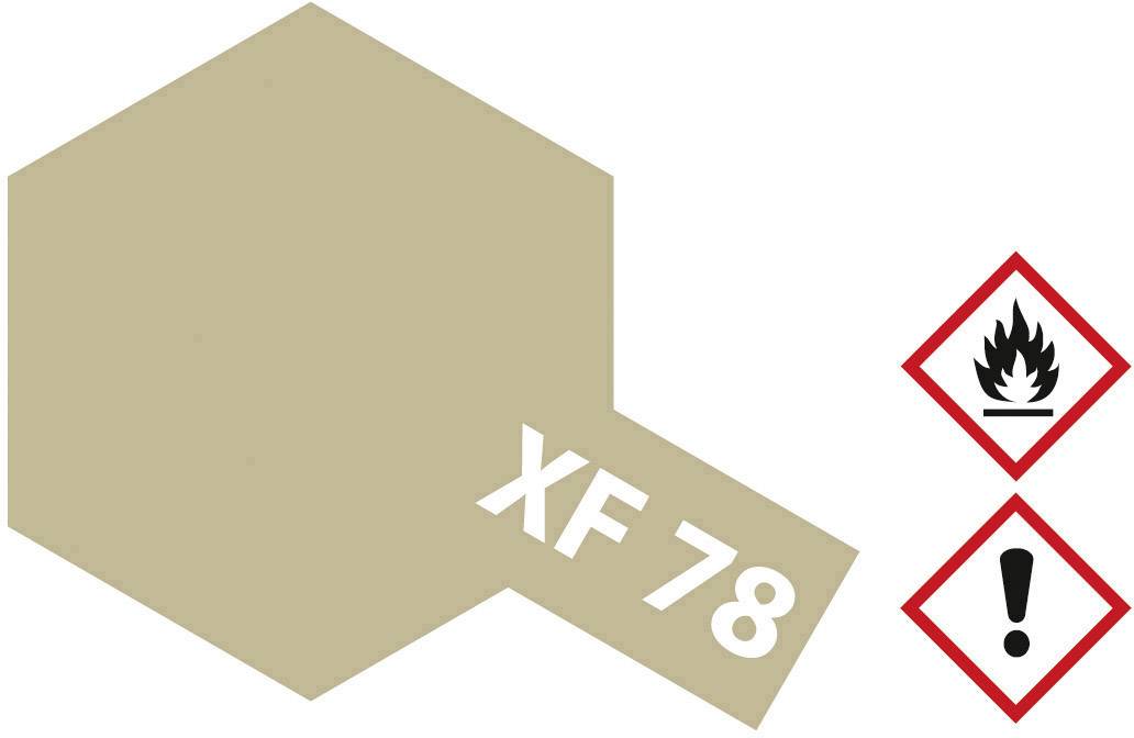 'Tamiyafarben XF 78' in Beige mit Gefahrensymbolen: brennbare Substanz und Gesundheitsgefahr.
