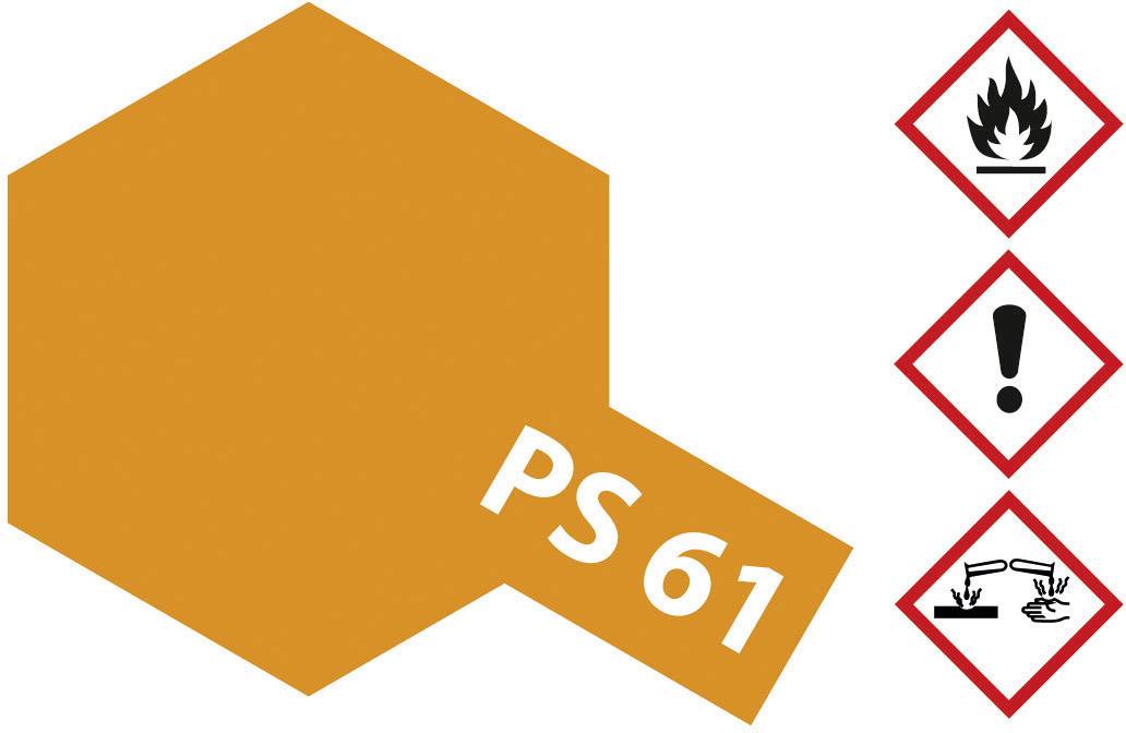 Oranges Sechseck mit der Aufschrift 'PS 61'; daneben drei Gefahrenpiktogramme: Flamme, Ausrufezeichen, chemische Gefährdung.