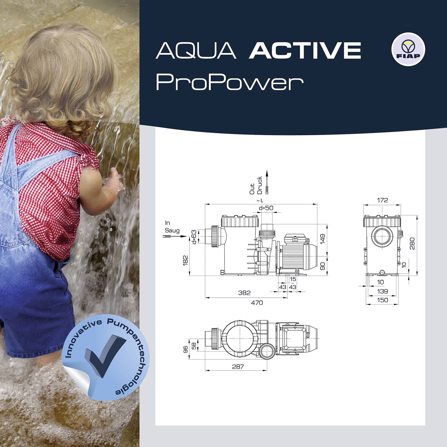 FIAP 2722 Aqua Active Magic 23.000 Poolpumpe 23000 l/h 13m