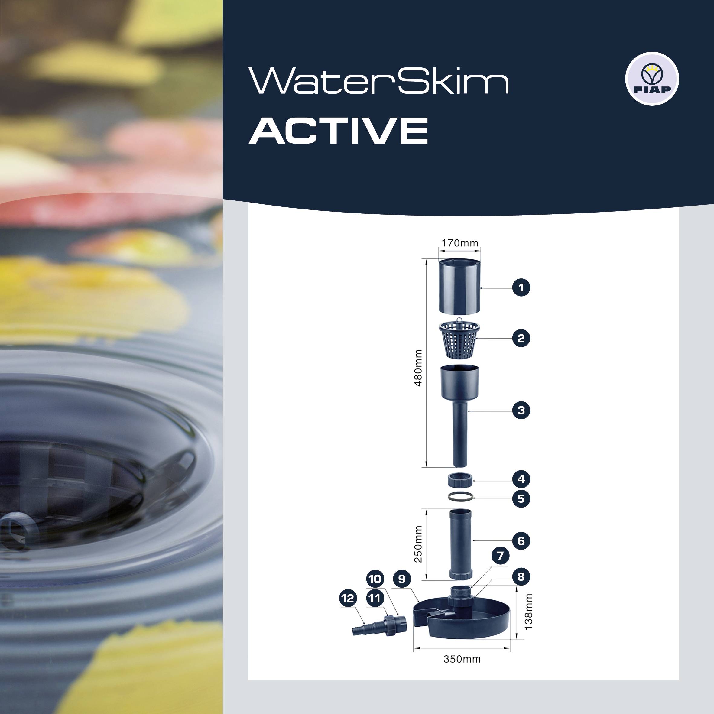 FIAP 2390 WaterSkim Active Oberflächenskimmer (Ø x H) 350mm x 865mm 1St.