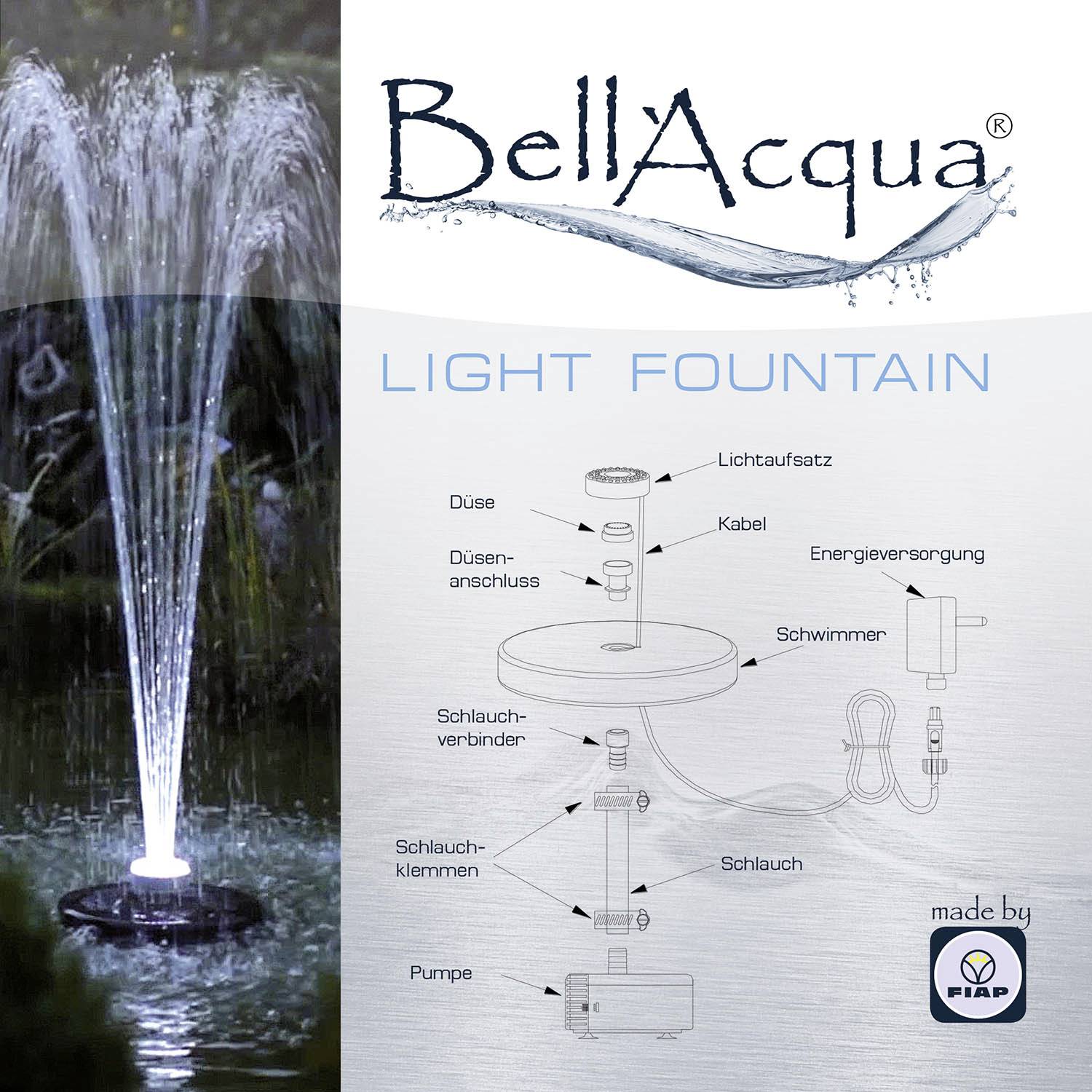 FIAP 3020 Fountain Active Schwimmendes Wasserspiel mit Beleuchtung 2500 l/h