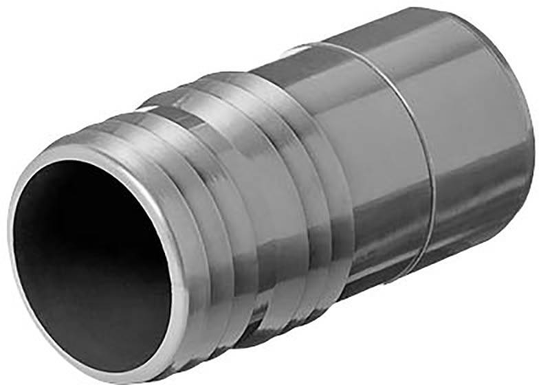 Metallventil mit geripptem Design, zylindrische Form, glänzende Oberfläche, vermutlich Teil eines technischen Geräts oder Rohrsystems.