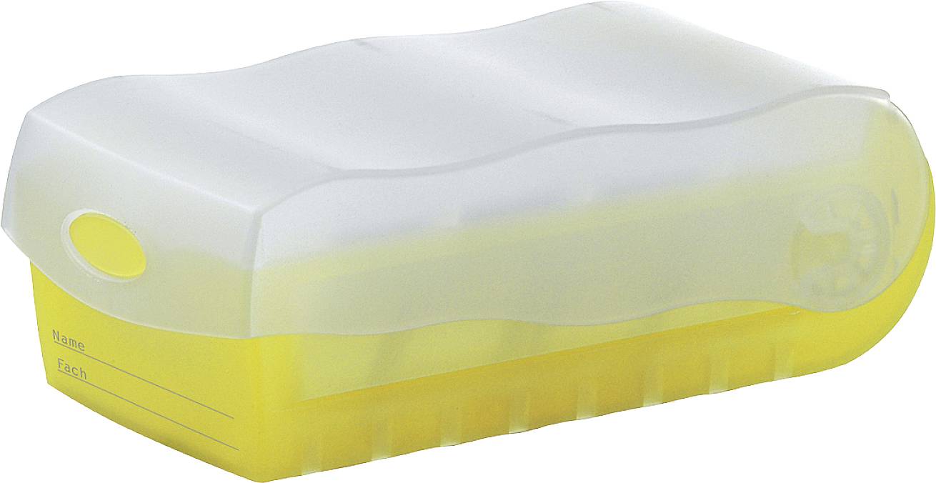 HAN CROCO 998-653 Karteibox Transluzent, Gelb max. Anzahl der Karten: 500 Karten DIN A8 quer inkl. 100 linierten Karten