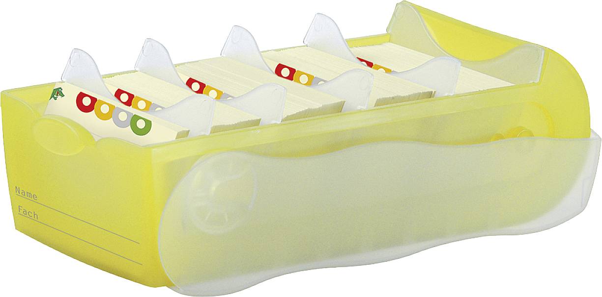 HAN CROCO 998-653 Karteibox Transluzent, Gelb max. Anzahl der Karten: 500 Karten DIN A8 quer inkl. 100 linierten Karten
