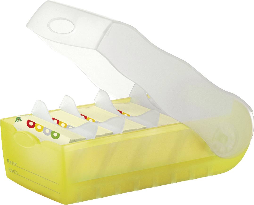 HAN CROCO 998-653 Karteibox Transluzent, Gelb max. Anzahl der Karten: 500 Karten DIN A8 quer inkl. 100 linierten Karten