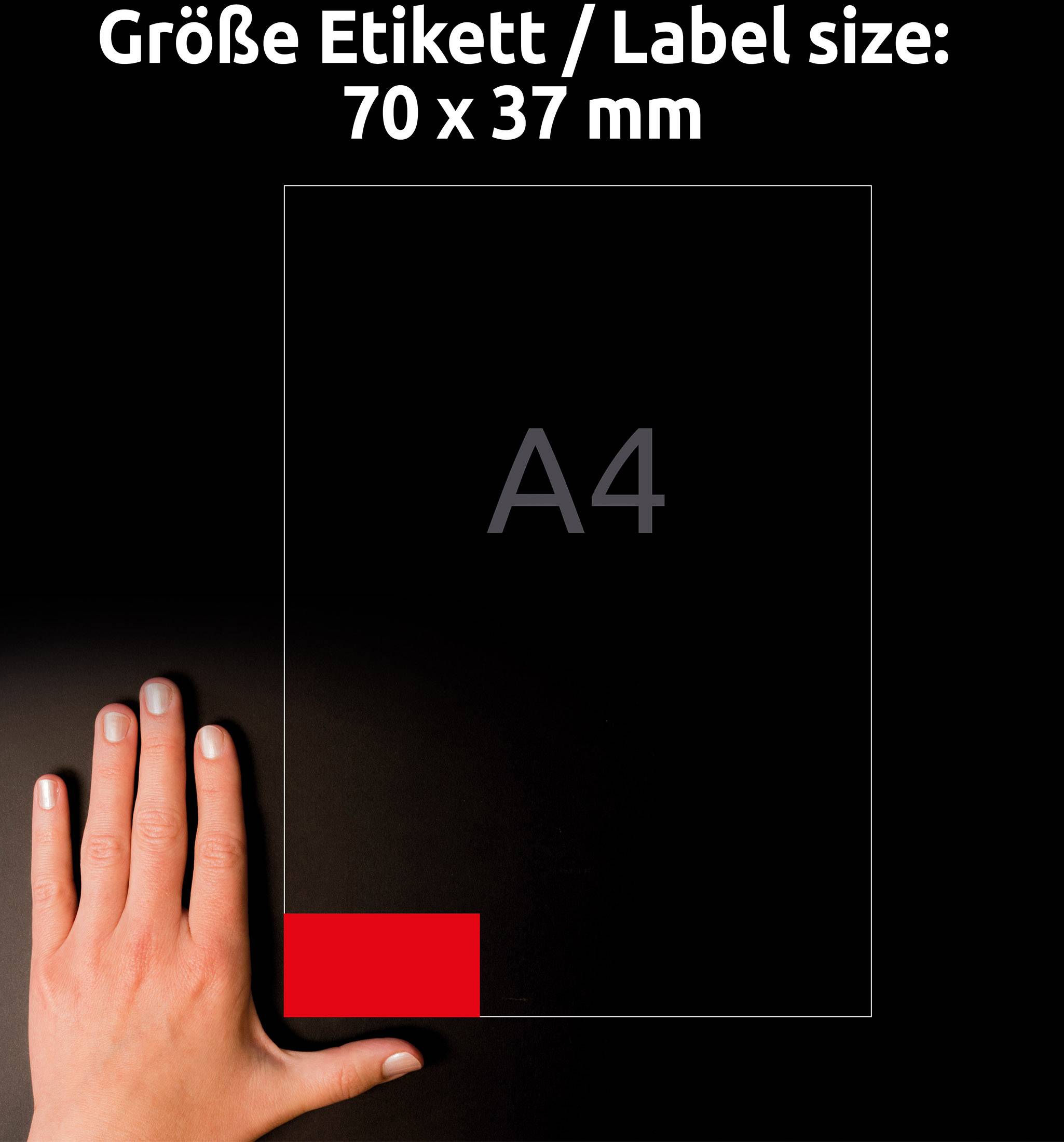 Zweckform Avery-3448 Universal-Etiketten 70 x 37mm Papier Rot 2400 St. Permanent haftend Tintenstrahldrucker, Laserdrucker