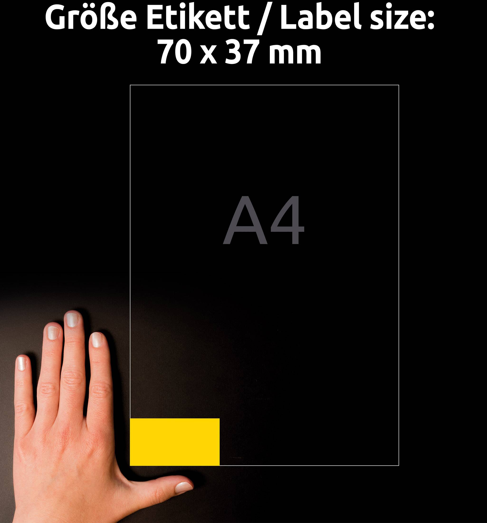 Zweckform Avery-3451 Universal-Etiketten 70 x 37mm Papier Gelb 2400 St. Permanent haftend Tintenstrahldrucker, Laserdrucker