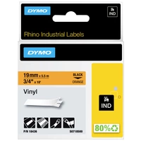 DYMO Schriftband IND RHINO 18436 Vinyl Bandfarbe: Orange Schriftfarbe:Schwarz 19mm 5.5m DYMO Schriftband IND RHINO 18436 Vinyl Bandfarbe: Orange Schriftfarbe:Schwarz 19mm 5.5m
