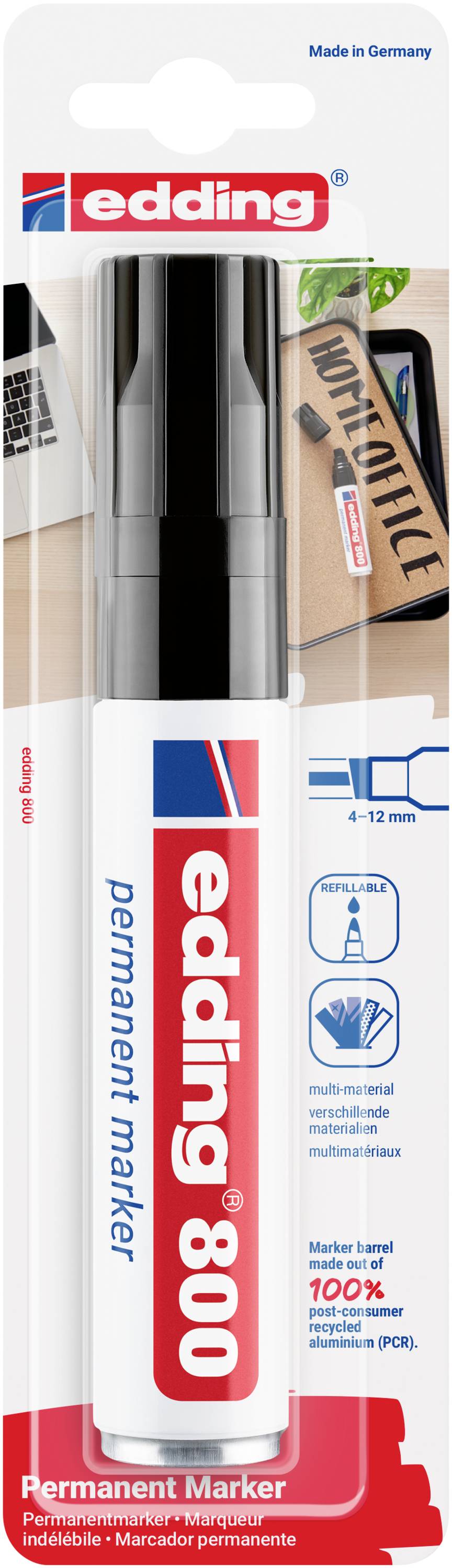 Edding 800 4-800-1-1001 Permanentmarker Schwarz wasserfest: Ja
