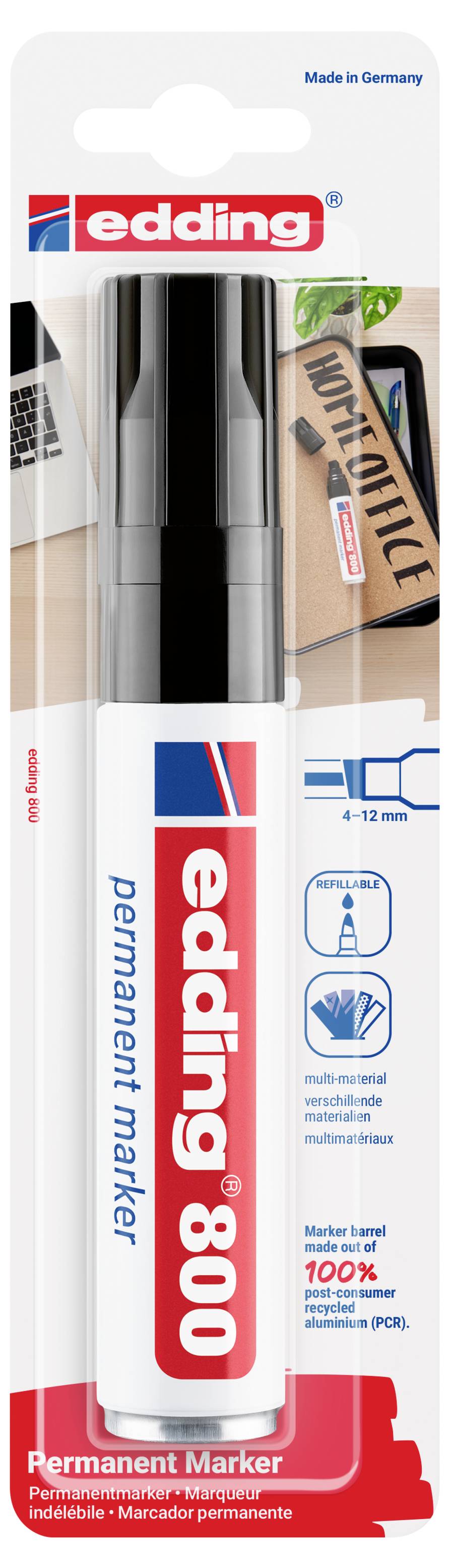 Edding 800 4-800-1-1001 Permanentmarker Schwarz wasserfest: Ja