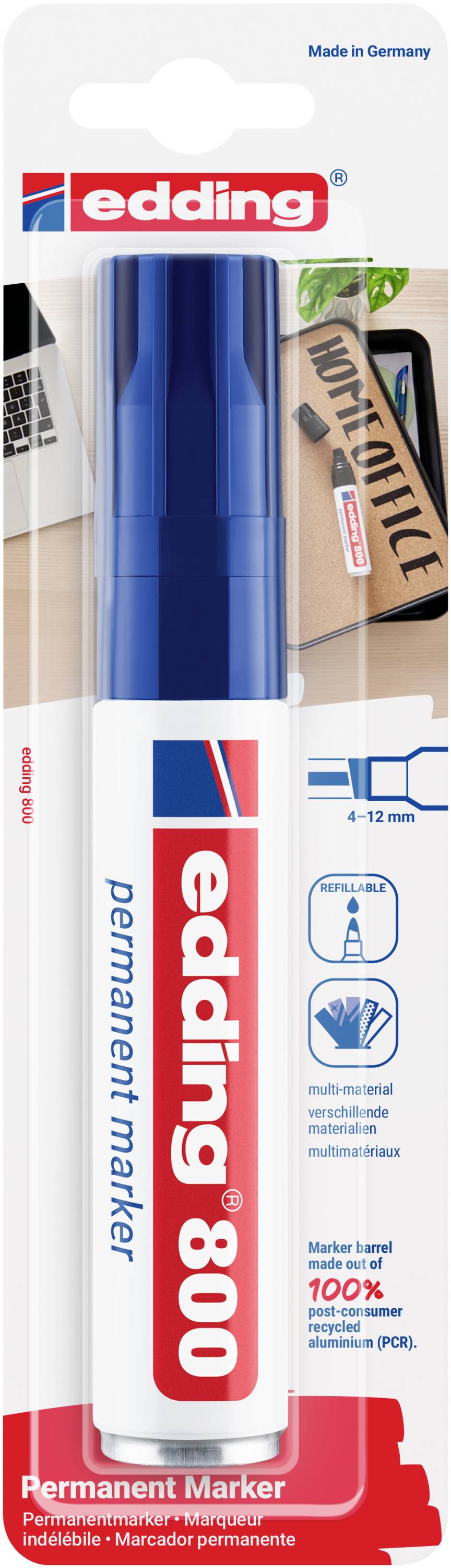 Edding 800 4-800-1-1003 Permanentmarker Blau wasserfest: Ja