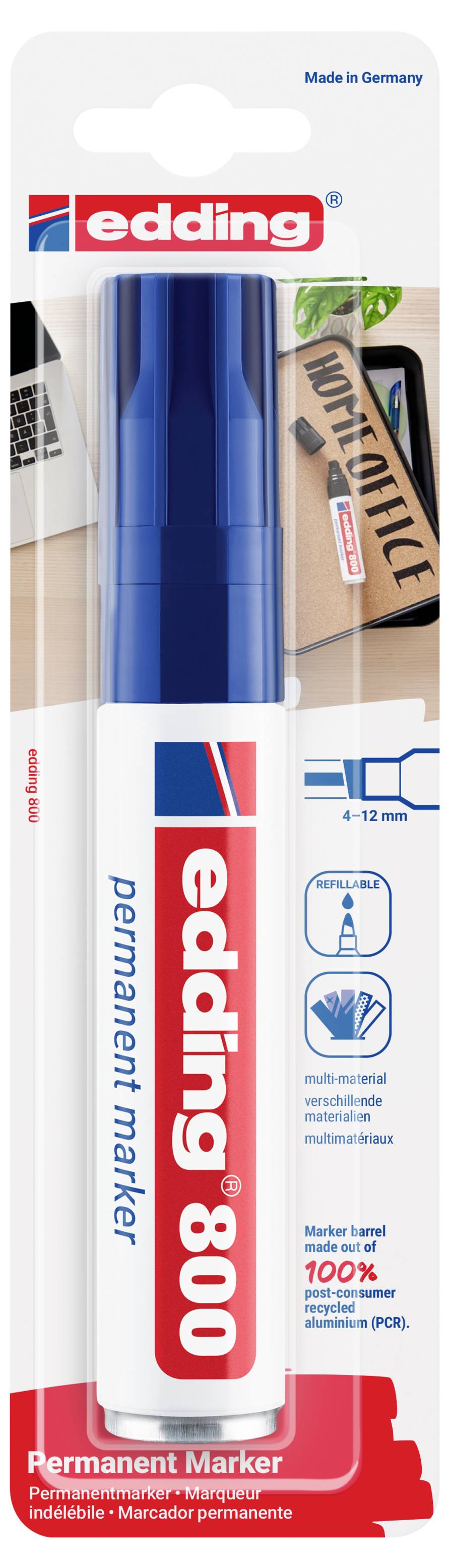 Edding 800 4-800-1-1003 Permanentmarker Blau wasserfest: Ja