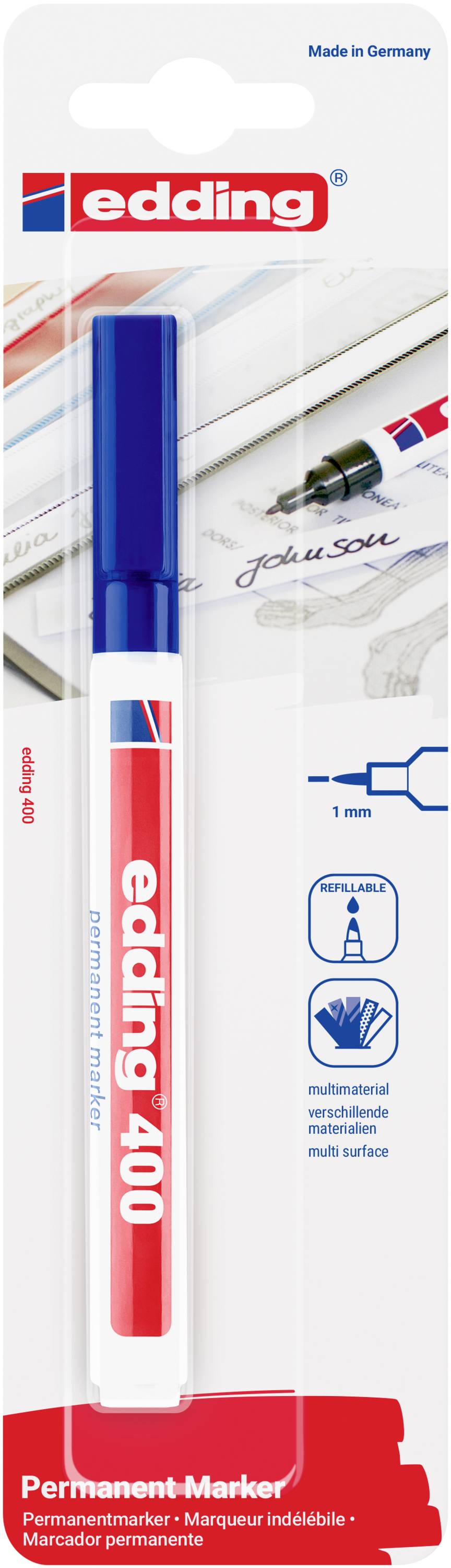 Edding 400 4-400-1-1003 Permanentmarker Blau wasserfest: Ja
