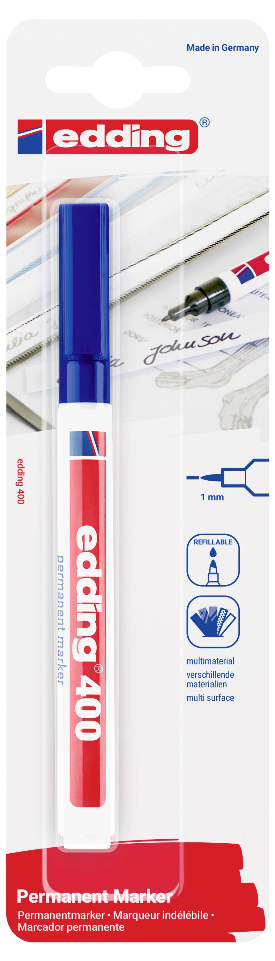 Edding 400 4-400-1-1003 Permanentmarker Blau wasserfest: Ja