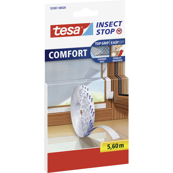 TESA 55387-20 Insect Stop Comfort Ersatzklettband Passend für Marke (Tiervertreiber) Tesa Fliegengitter 5.6m
